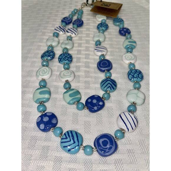 Kazuri Kenya Hand Crafted "Barbados" Fair Trade Beaded Statement Necklace NWT - Picture 2 of 4